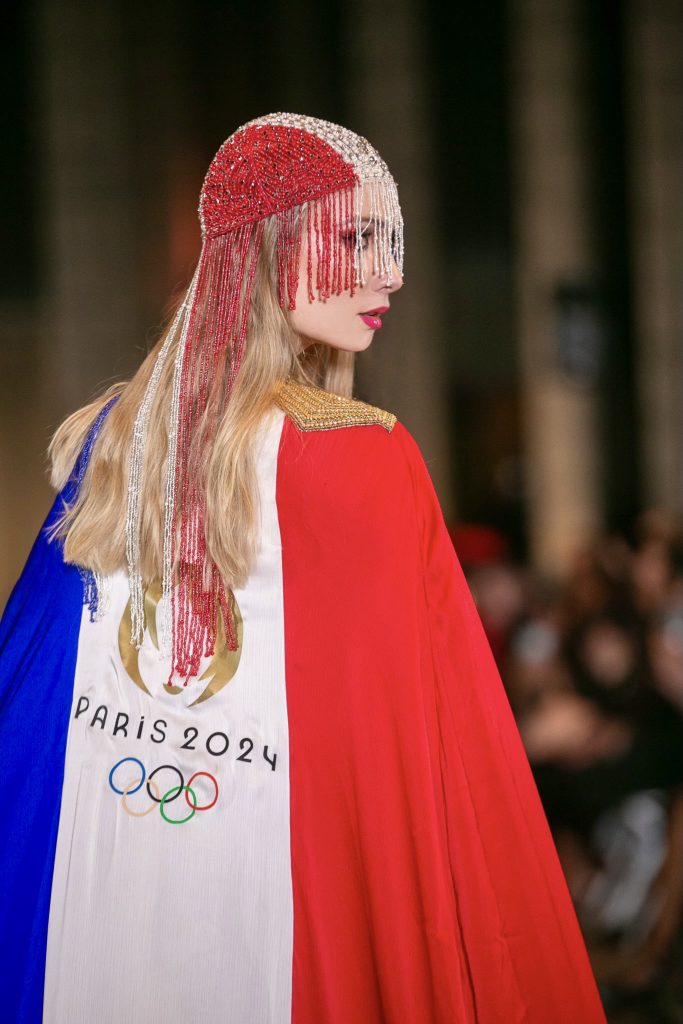 Anastasia Schipanova dazzled at the Grand Finale of Paris Fashion Week in French national flag